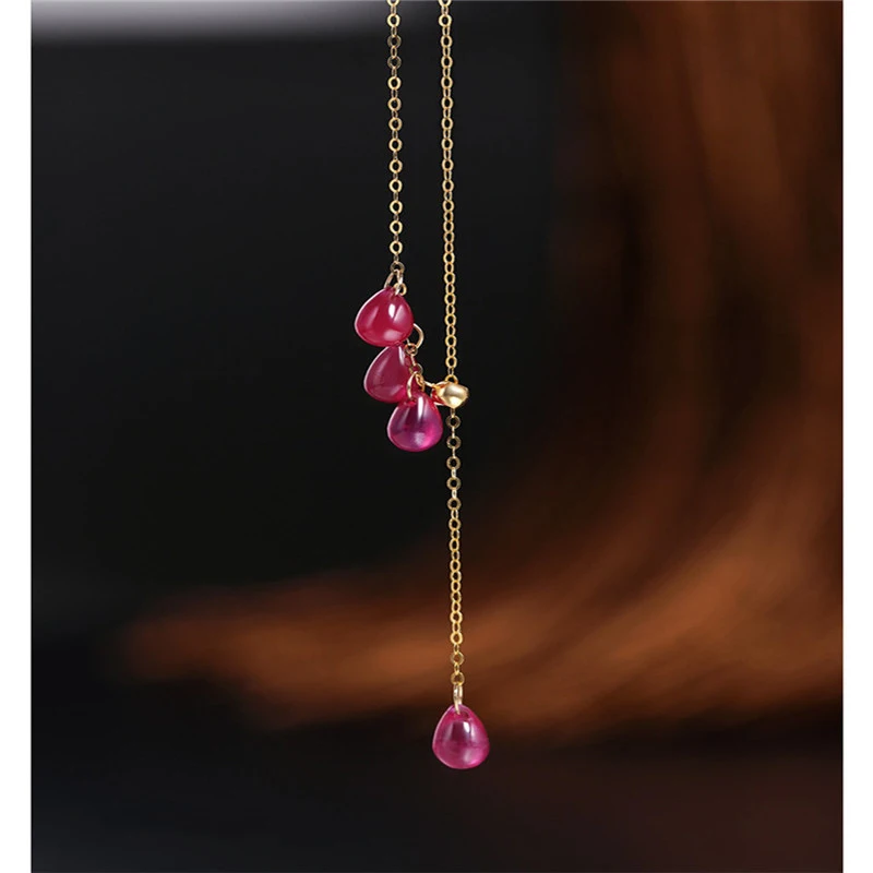 Бренд DAIMI граненый Рубин Цепочки и ожерелья женский желтый 18K золотой Небесно