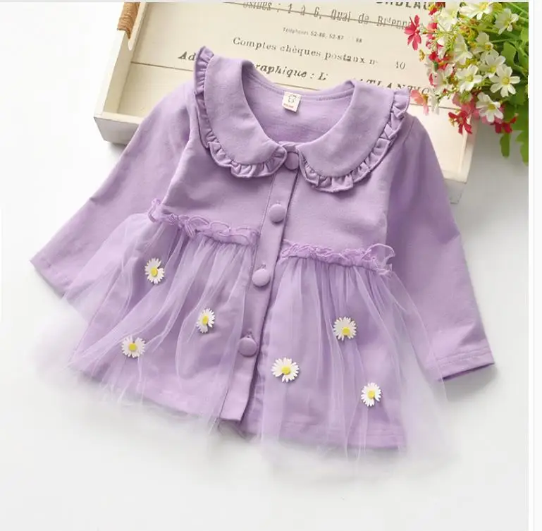 

Однотонный кардиган для маленьких девочек, сетчатая газовая юбка