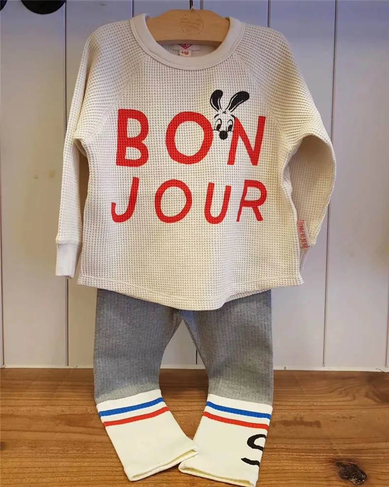 Коллекция года, Bebe de Pi*, осенняя одежда в Корейском стиле для маленьких мальчиков и девочек футболка с длинными рукавами для малышей милые топы с надписями, детские футболки
