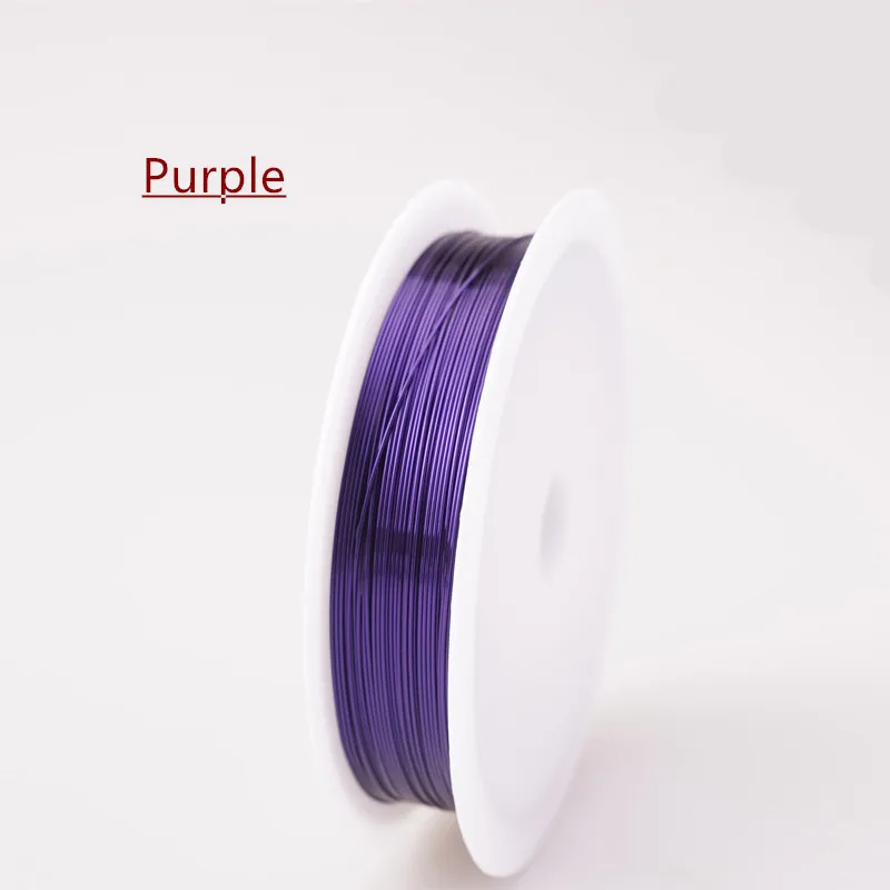 Purple Четырехслойный разноцветный комбинезон серебро Медный провод для браслет Цепочки и ожерелья самодельные Украшения, Аксессуары 0,2/0,25/0,3/0,5/0,6/1,0 мм ремесло Бисер провода HK018 - Цвет: Purple