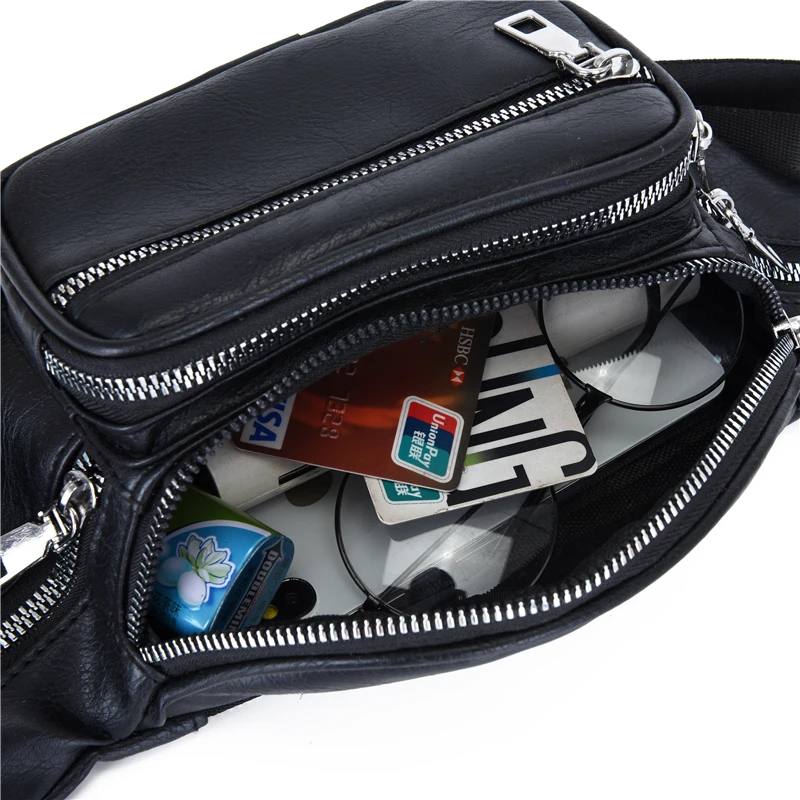 

2021 New Trendy Fashion Men Leather Fanny Pack Lightweight Waist Bag Crossbody Sling Backpack with Adjustable Belt Chest Bag