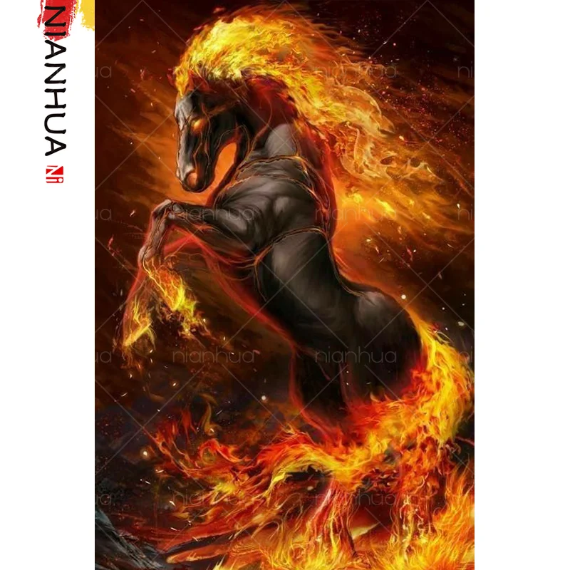 Diamond Painting 5D Flame Horse Superhero Ghost Rider Mount Embroidery Set Mural Crafts DIY Round Square Home Decoration | Дом и сад