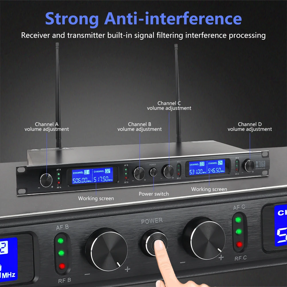 XTUGA EW240PLUS 4 канала UHF Беспроводная система микрофонов для сценического церковного
