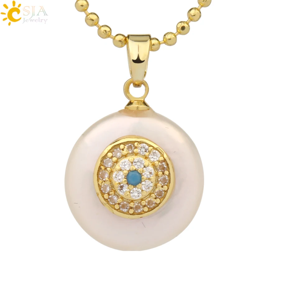 Necklace-K CSJA монета пресноводный жемчуг подвески маленький размер сглаза Хамса Фатима рука Циркон золотого цвета ожерелье чокер для женщин девочек G205 - Окраска металла: Necklace-K