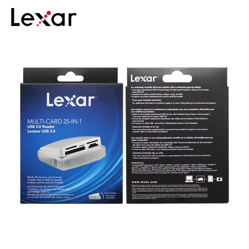 

100% Original Lexar Multi-Card Reader 25-in-1 USB 3.0 Reader High Speed Transfer 500MB/s Support TF CF SD With Pop Up Design