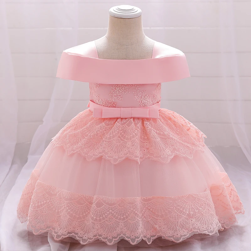 

Newborn Flower Girls Wedding Dress Baby Girls Christening Lace Dresses for Party Occasion Prom Kid Clothes 1 Year Birthday Dress