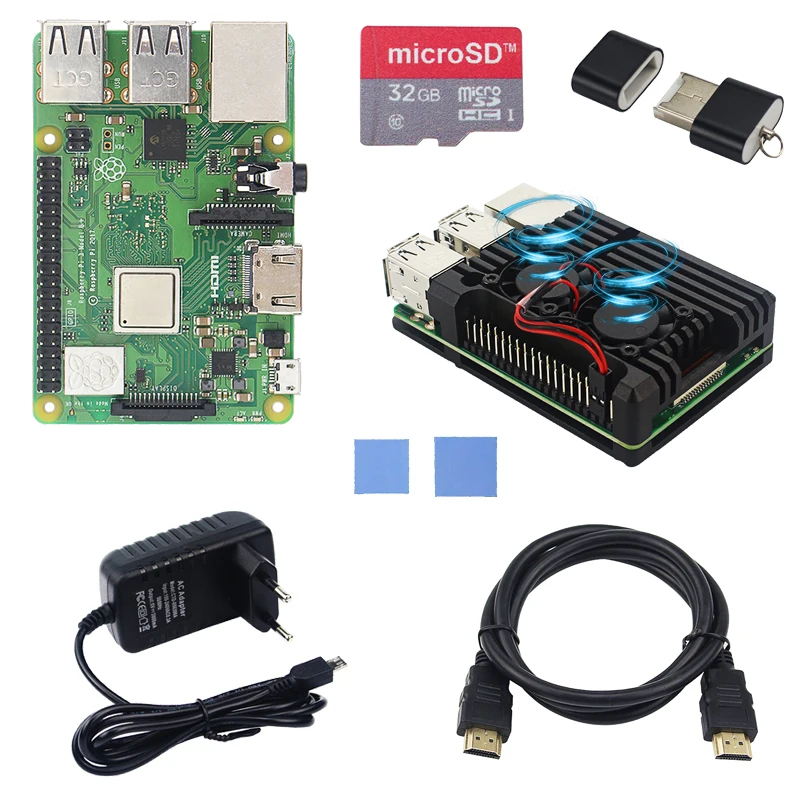 Raspberry Pi 3 Model B +/B стартовый комплект + чехол SD карта 32 ГБ адаптер питания вентилятор