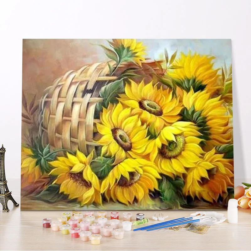 Набор для рисования по номерам на холсте хризантемы без рамки | Дом и сад