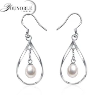 natural women freshwater pearl earrings fashion 925 sterling silver drop earring white real pearl wedding jewelry with box