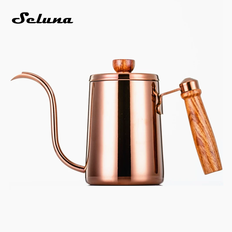 Seluna чайник из нержавеющей стали с деревянной ручкой, ручной капельный кофейник, залейте кофе, заварочный чайник, кофейник бариста