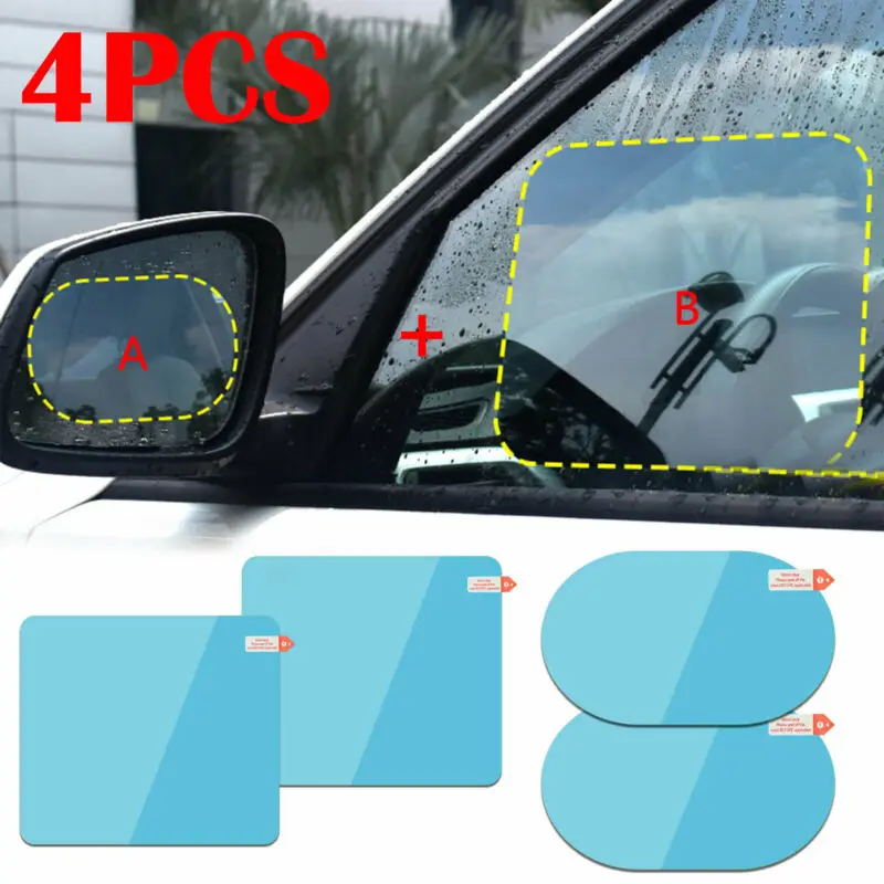 

4pcs/set Universal Car Rainproof Stickers Rear View Mirror Sticker Anti Fog Rain Shield Protective Film Exterior Accessories