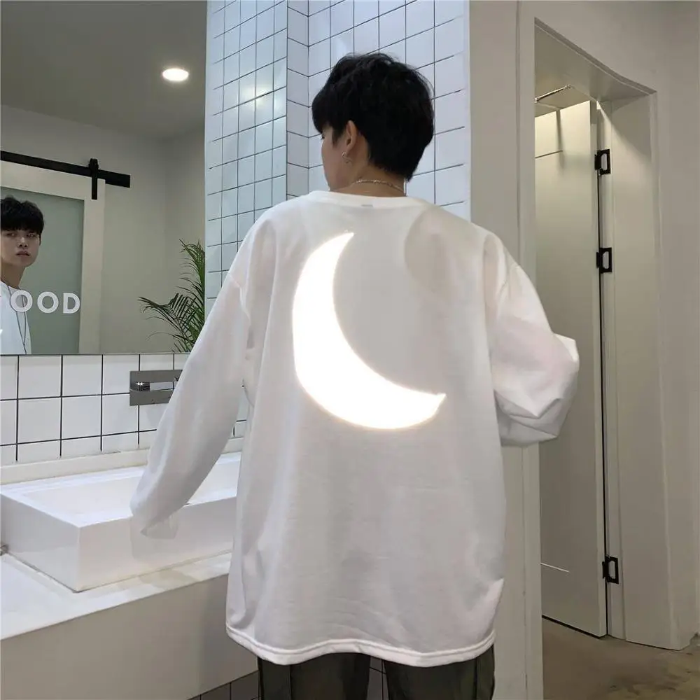 Уличная Светоотражающая футболка в стиле Харадзюку мужская хлопковая рубашка