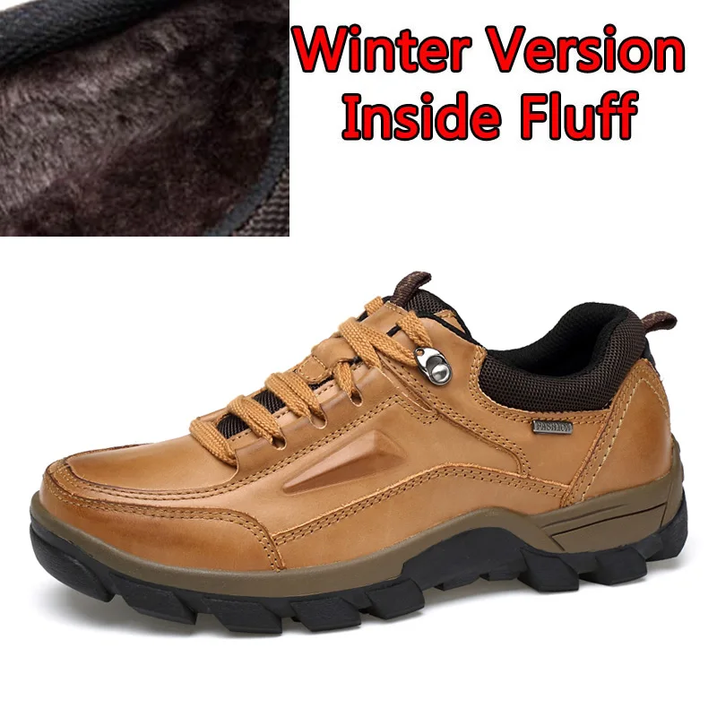 Winter Light Brown SURGUT/фирменные размера плюс; большие размеры 37-47 Мужская обувь Демисезонный модная обувь из натуральной кожи Повседневное туфли, дышащие лоферы на плоской подошве Мужская обувь - Цвет: Winter Light Brown
