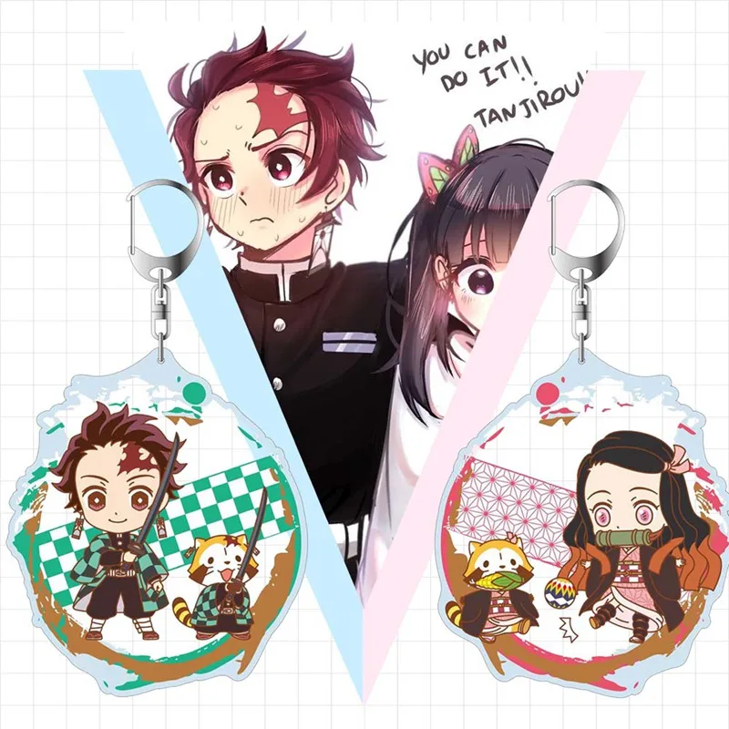 

Demon Slayer Cute Anime Keychain Acrylic Blade Of Ghost Kawaii Key Chains Classic Anime Key Fans Jewelry Gifts