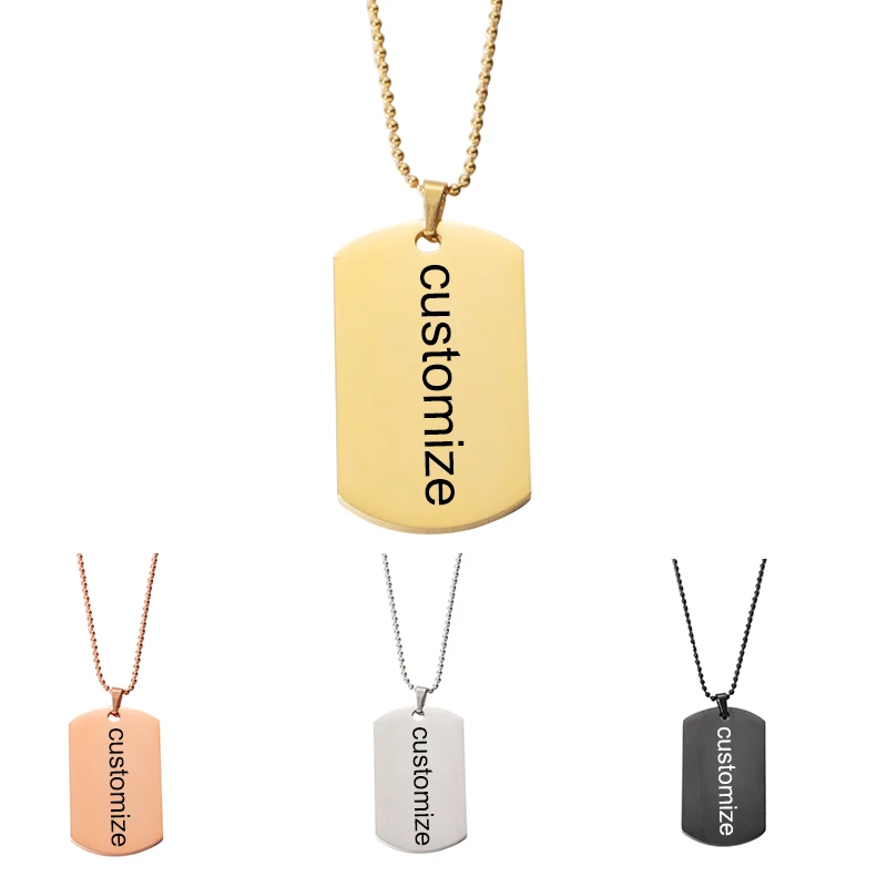 

Fnixtar 20Pcs Laser Custom Name Text Logo Name Bar Pendant Necklace Stainless Steel Ball Chain Necklaces For Women's Men's Gifts