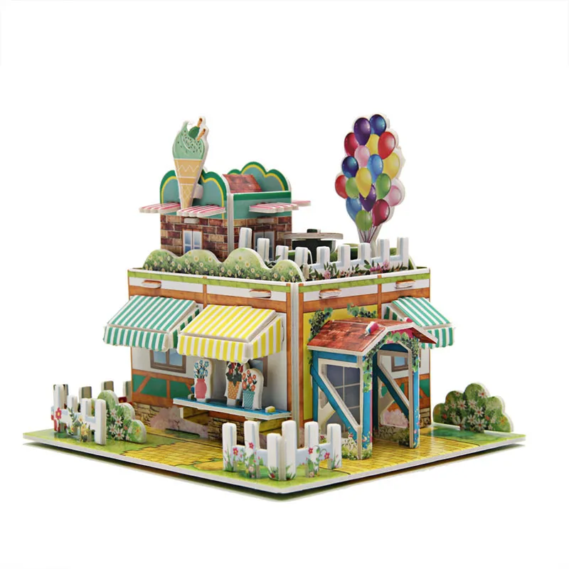 2021 kids 3d stereo puzzle cartoon house castle building model diy handmade early learning educational toys gift for children free global shipping