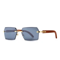 retro rimless sunglasses men women metal blue pink square sun glasses for women luxury vintage frameless rectangle shades uv400