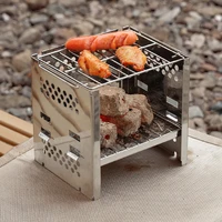 1set wood burning camp stove folding stainless steel grill firewood stove for outdoor survival camping cooking picnic bbq