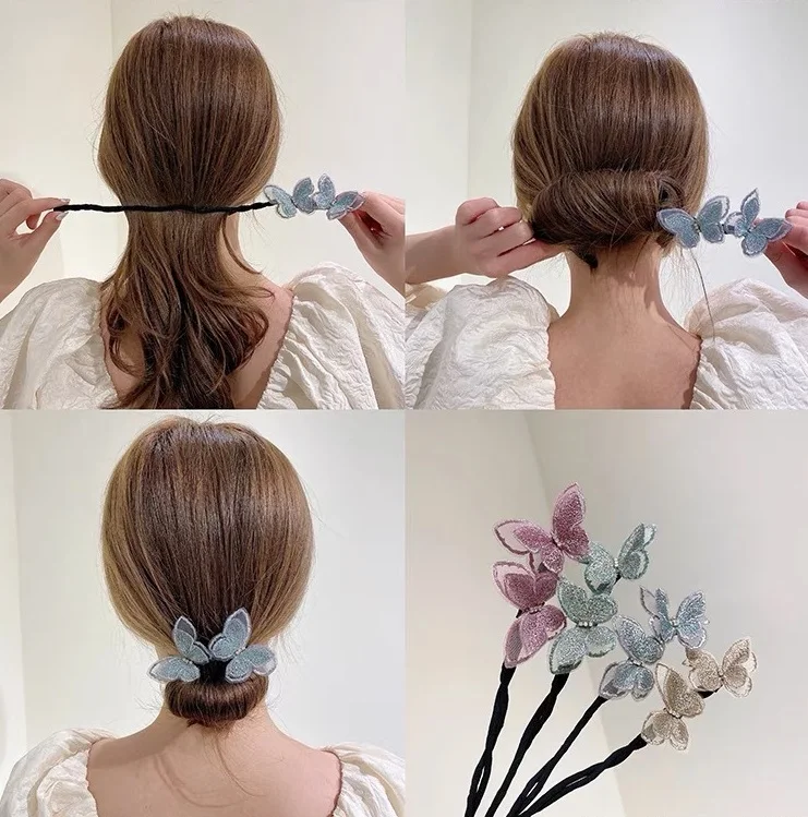 

Vintage Hair Tools Butterfly Headwear Lazy Fluffy Tool Elegant Barrette Bow Temperament Hair Bow Plush Chiffon Hair Accessories