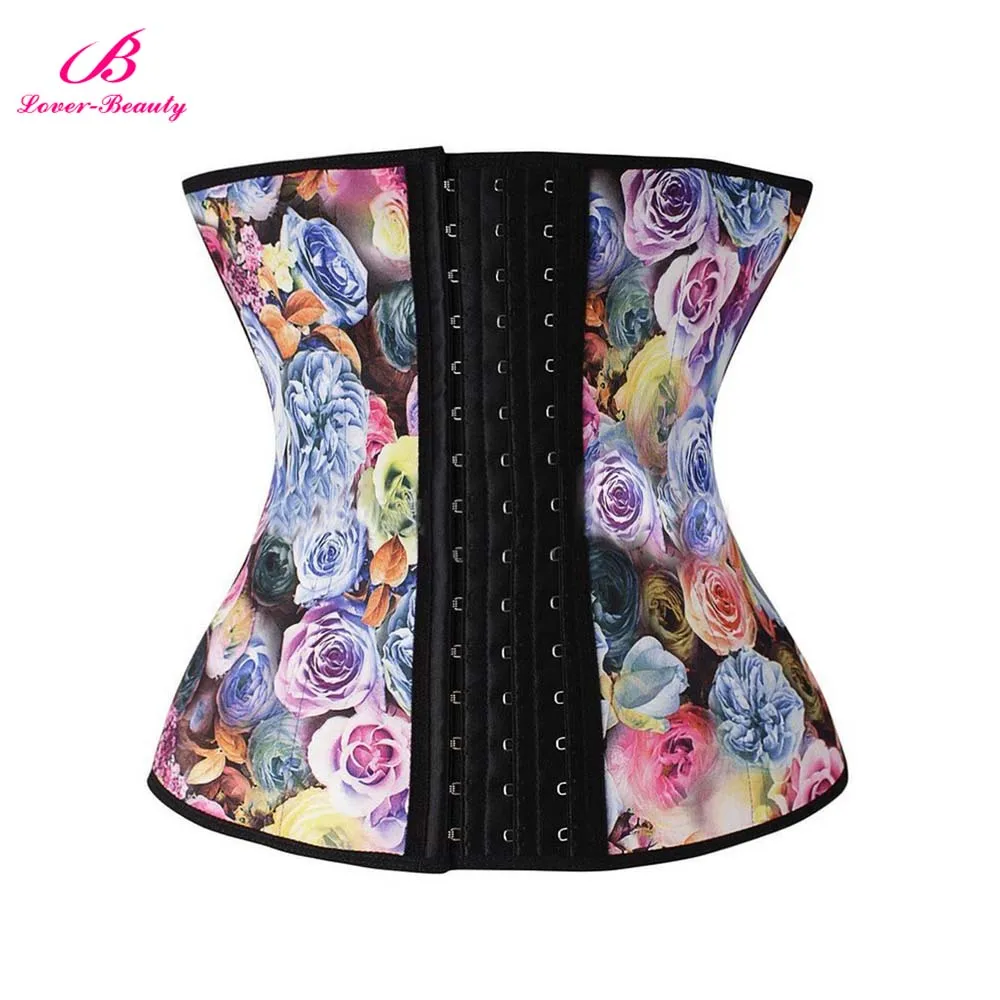 Lover beauty Roses напечатанный тренажер для талии, 9 стальных костей, латексные корсеты, резиновые тренировочные корсеты для коррекции фигуры, пояс с контролем талии C