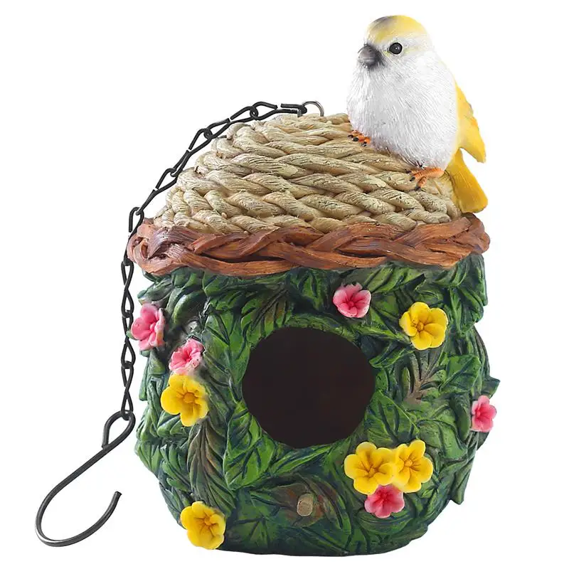 

Sculpture Courtyard Garden Decoration Hanging Bird House Flower Bird Pendant Parrot Outdoor Bird House Resin Crafts Ornament