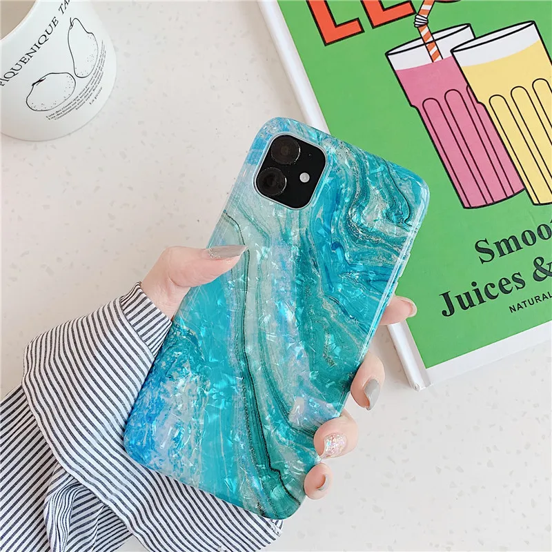 Роскошный чехол для телефона с мраморной текстурой океанских волн для iphone 11 Pro max XR X, чехол для iphone XS Max 6 6S 7 8 plus, модный абстрактный ракушка, мягкий силиконовый чехол