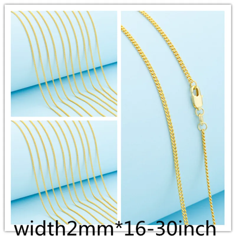 Оптовые промо-золотое ожерелье ювелирные изделия 2 мм плоский &quot16-30&quot дюймов