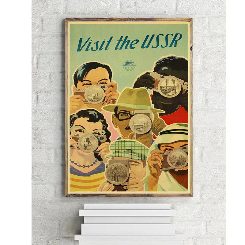 Ретро советский постер путешествий Московская Волга высокое качество холст