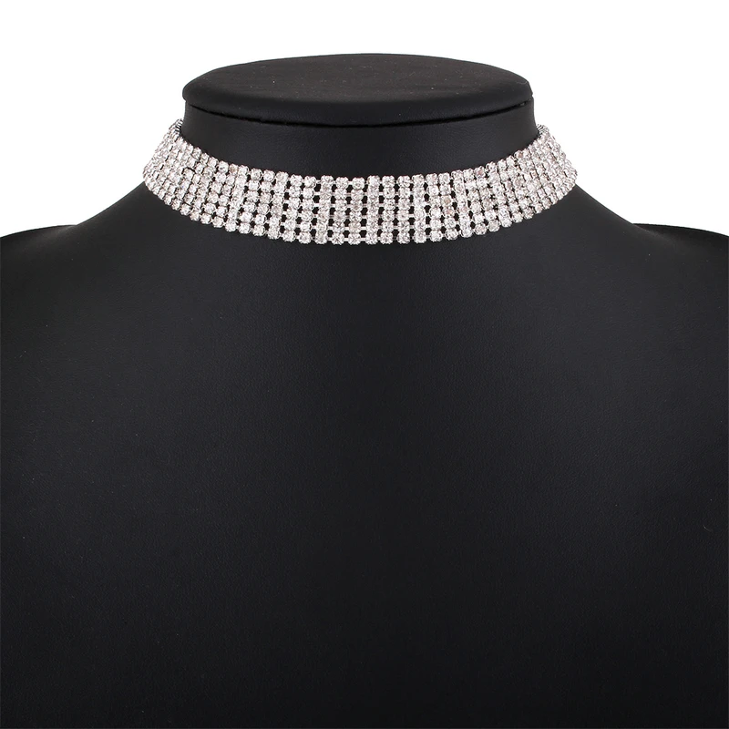 

Lalynnly Fashion Crystal Choker Necklace for Women Wedding Stretch Rhinestone Statement Necklace Accessories Jewelry N51701