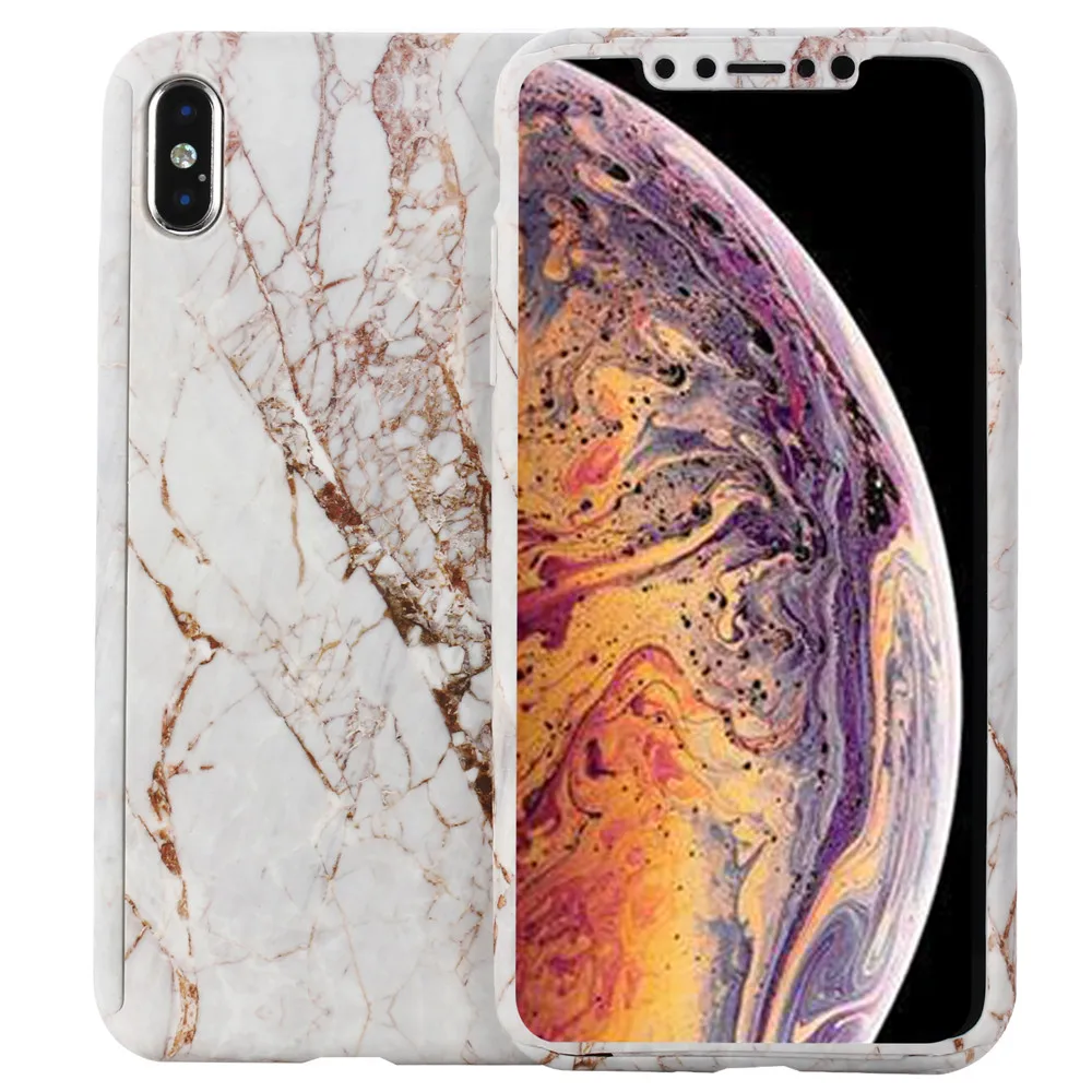 for iPhone 6 6S 7 8 Plus 5 5S SE X XS MAX XR Hard Plastic Case Flower Leaf Marble Stone Painted 360 Degree Full Body Protection |