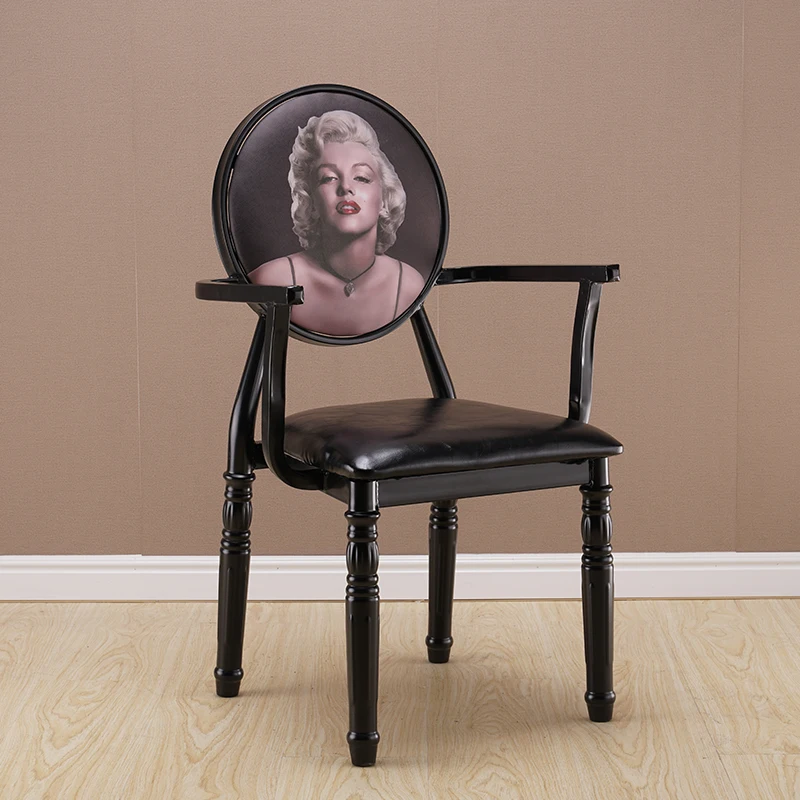 Железное кресло домашний стул спинка для ресторана закуска бар маникюр кафе