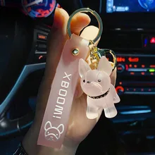 แฟชั่นฝรั่งเศส Bulldog พวงกุญแจผู้หญิงกระเป๋าจี้สุนัขที่มีสีสันพวงกุญแจรถ Key 2020คริสต์มาสของขวั...