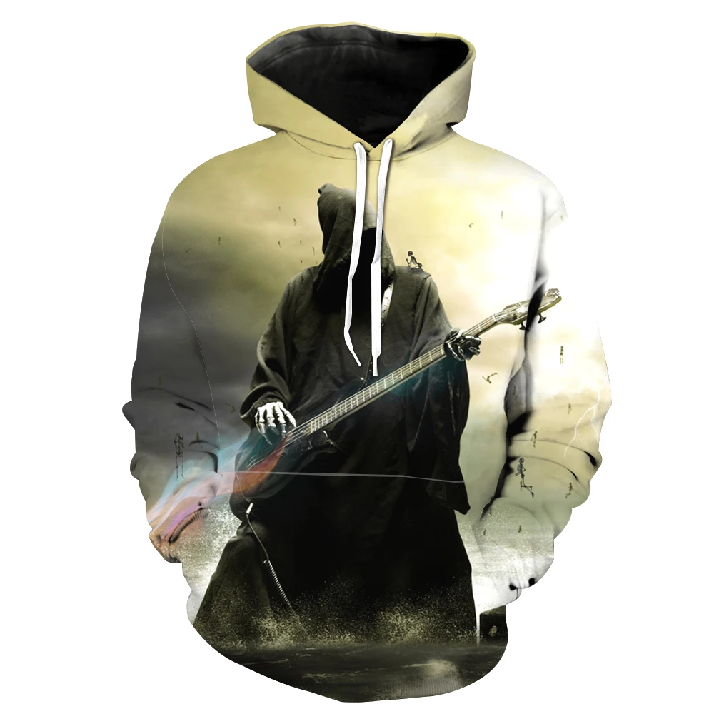 Зеленая модная толстовка с капюшоном 3D принтом Grim Reaper Уличная одежда|Мужские