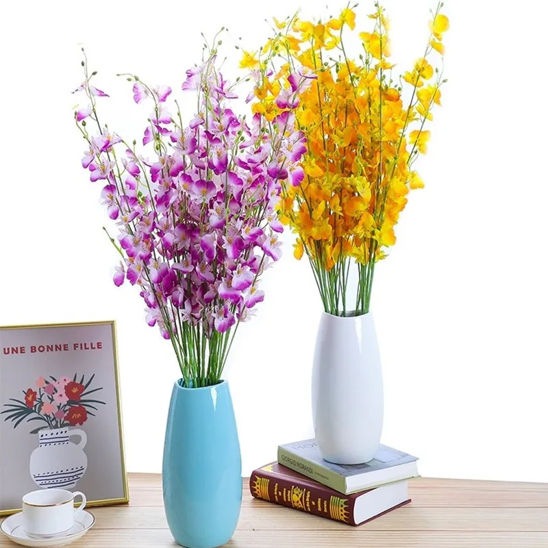 Goedkoop 8 Kleuren Simulatie Dansen Oncidium Kunstzijde Orchidee Bloem 5 Takken Ontwerp Voor Hotel Wedding Home Decorations
