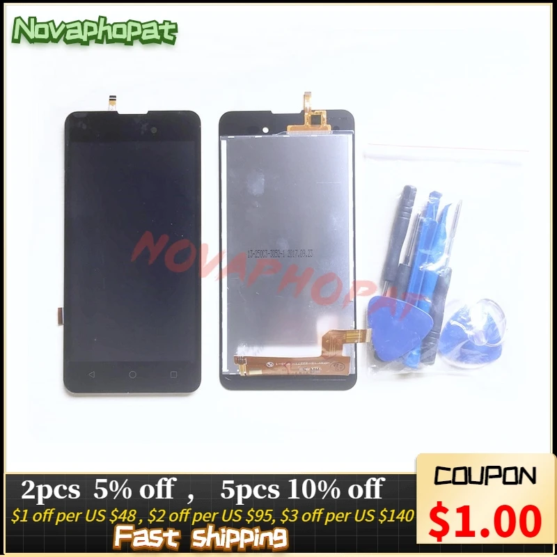 

Черный экран Novaphopat для BQ 5035 BQ-5035 Velvet BQS 5035, сенсорный экран, дигитайзер, сенсорный ЖК-дисплей, полная сборка, замена