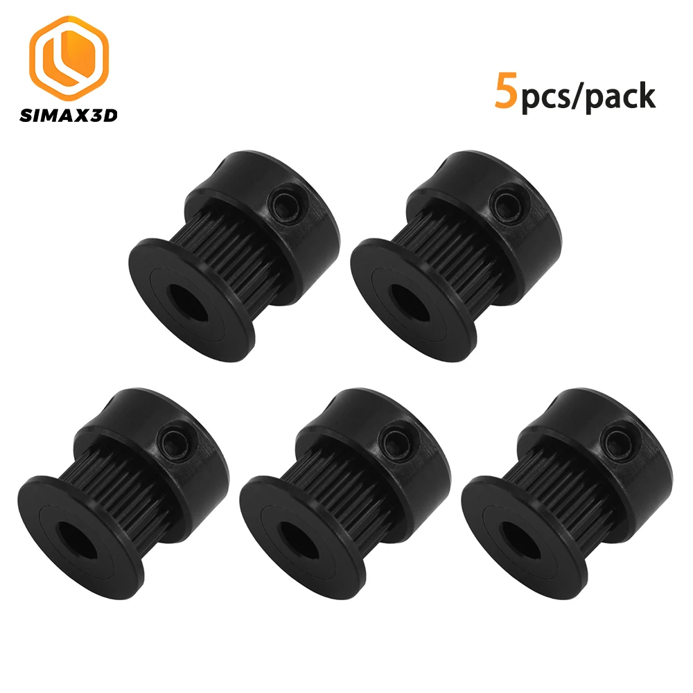 

SIMAX3D 5pcs Black GT2 timing pulley 20 teeth alumium bore 6/10mm fit for belt width 5/6mm CNC ender3 Pro hotend 3D Printer Part