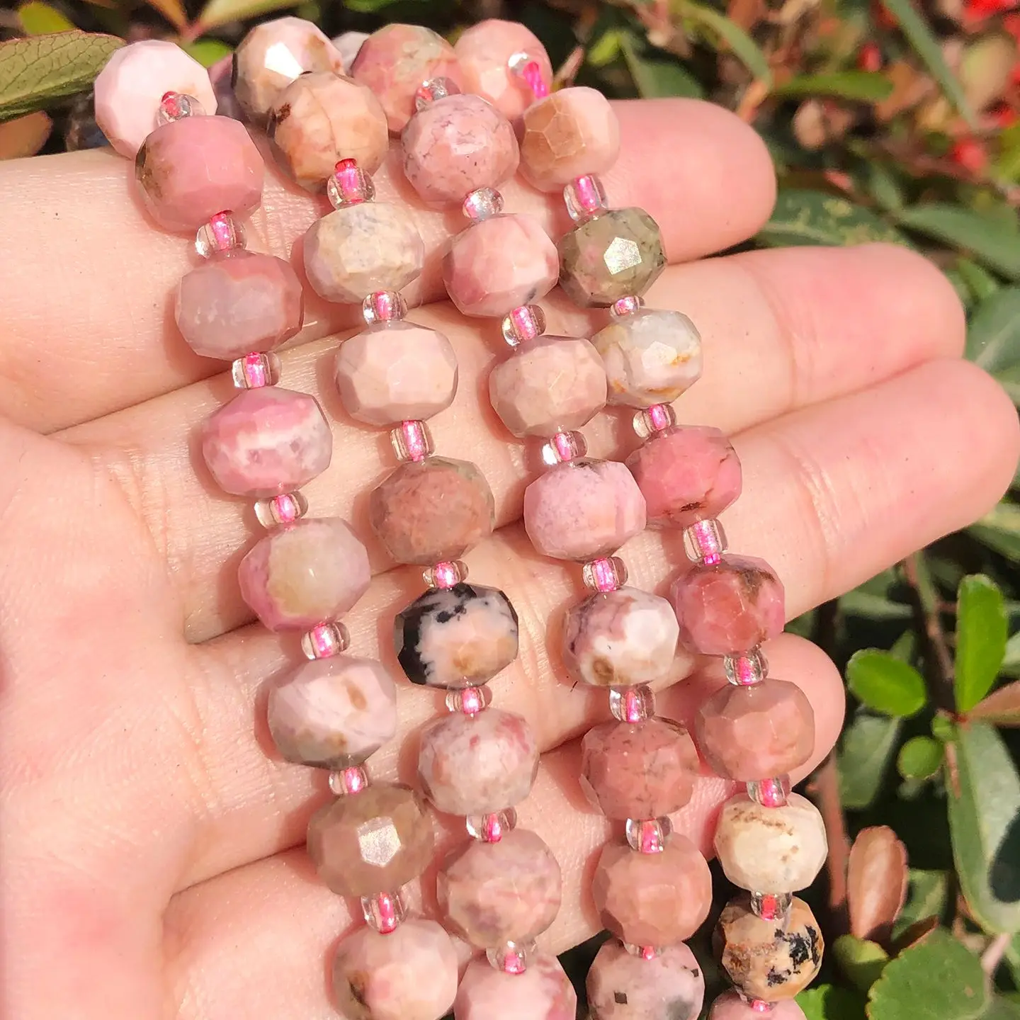 

AA Faceted Column Shape Natural Black Red Lace Rhodonite Loose Stone Beads For Jewelry Making DIY Bracelet Charms 7.5inch