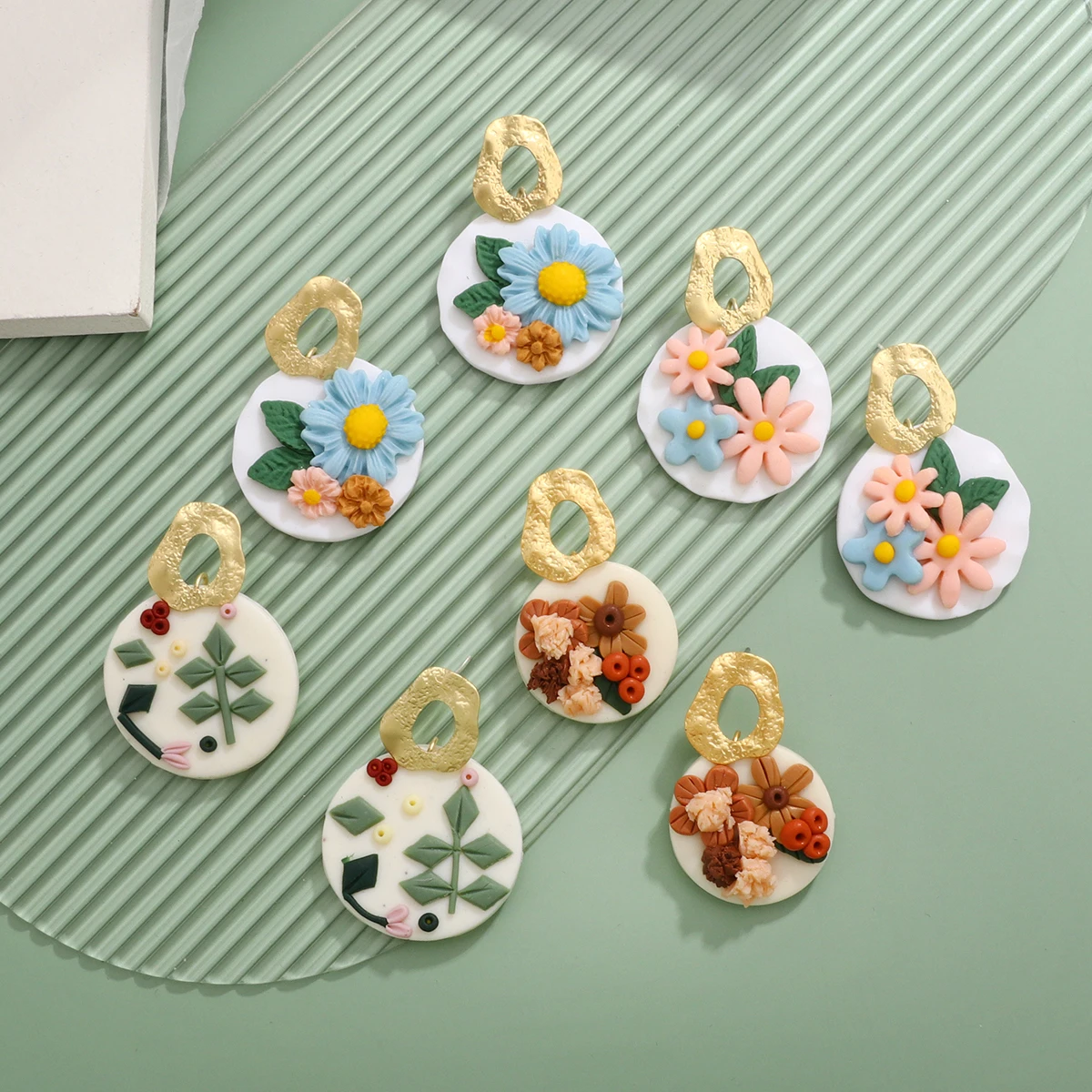 

AENSOA Stylish Flower Clay Earrings Unique Women Trendy Drop Earrings Unusual Polymer Clay Dangle Earrings 2021 Summer Jewelry