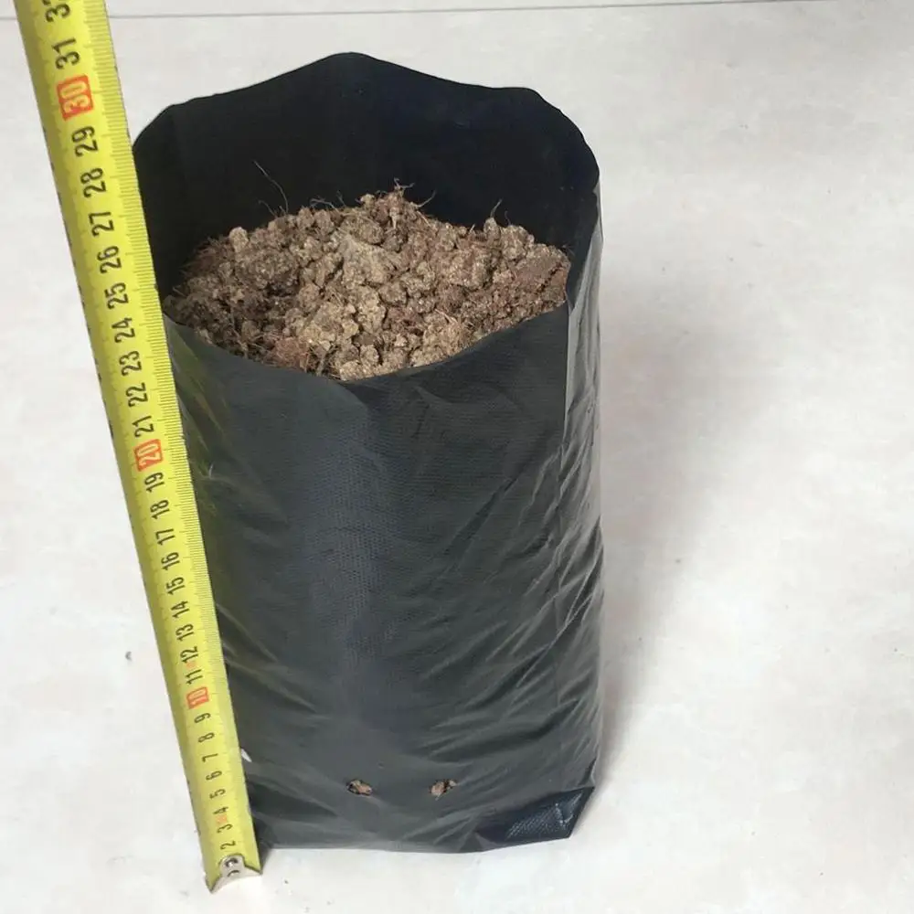 100pcs PE Пластик мешки для питомника растений ткань рассады горшки с дышащими