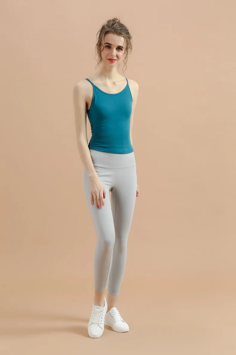 

INS New Internet Celebrity Workout Vest Beauty Back Yoga Clothes Vest Spaghetti Strap Tacking Sports Vest with Chest Pad