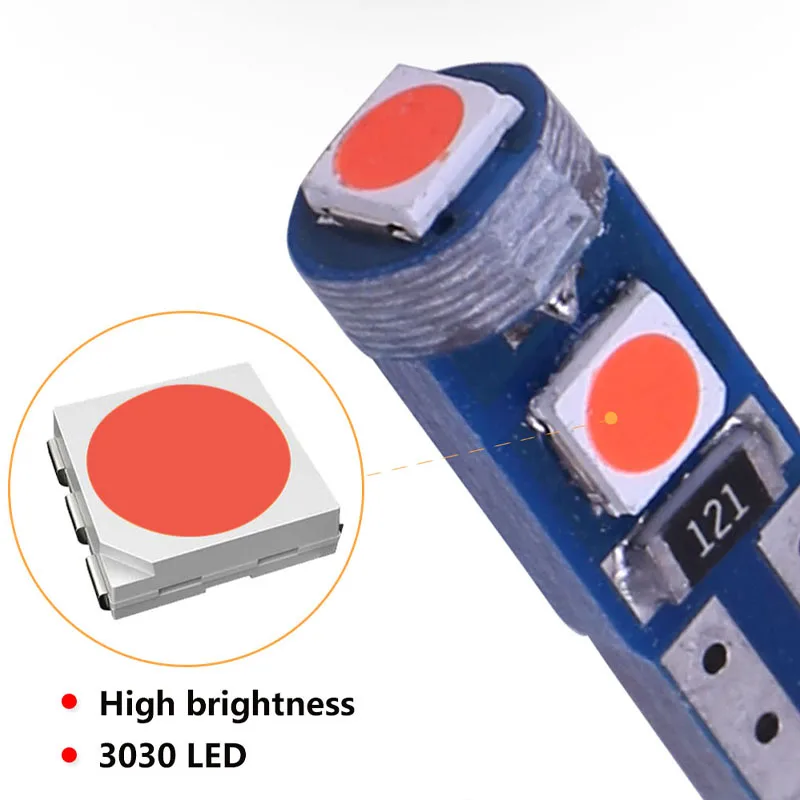 СВЕТОДИОДНЫЙ Автомобильный светильник T5 W3W 3SMD 3030 100 шт. индикатор приборной