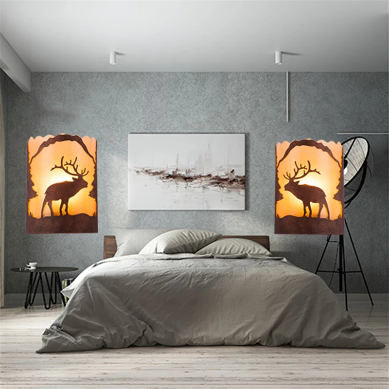 

Wall Lamp Decoration Light Free Shipping Creative Concise Iron Retro American Country Living Room Bedroom Restaurant LED Bulbs