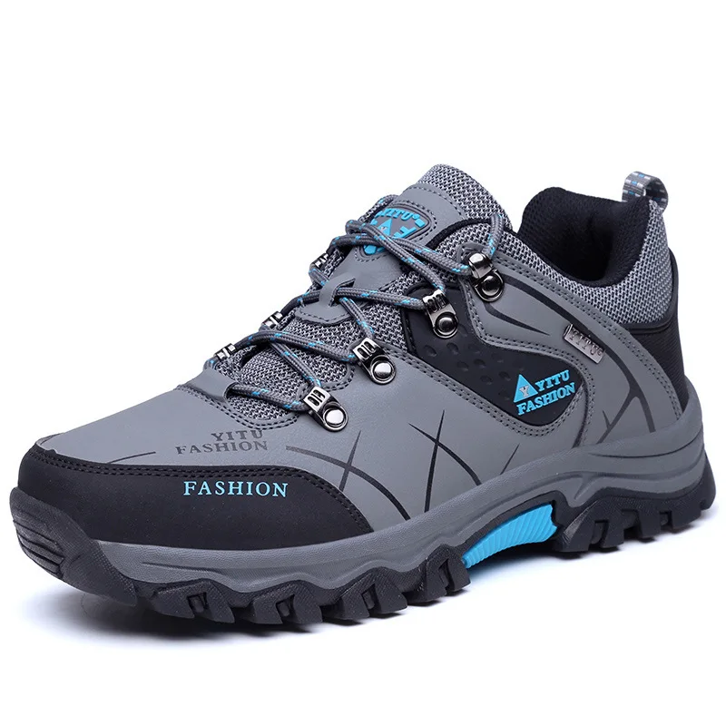 

Autumn Winter Men Hiking shoes Plus velvet warm lace-up sneakers outdoor anti-skid climbing camping shoes New Plus size sneakers