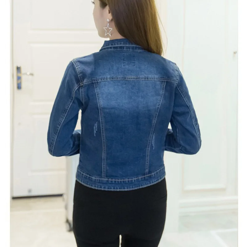 Куртка женская джинсовая Модная приталенная Короткая Повседневная куртка в