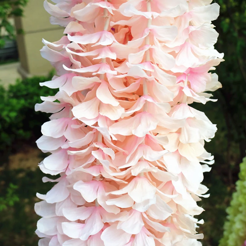 

1M Artificial Hydrangea Orchid Rattan String Wedding Ceiling Decoration Fake Ring Arch DIY Family Party Decoration