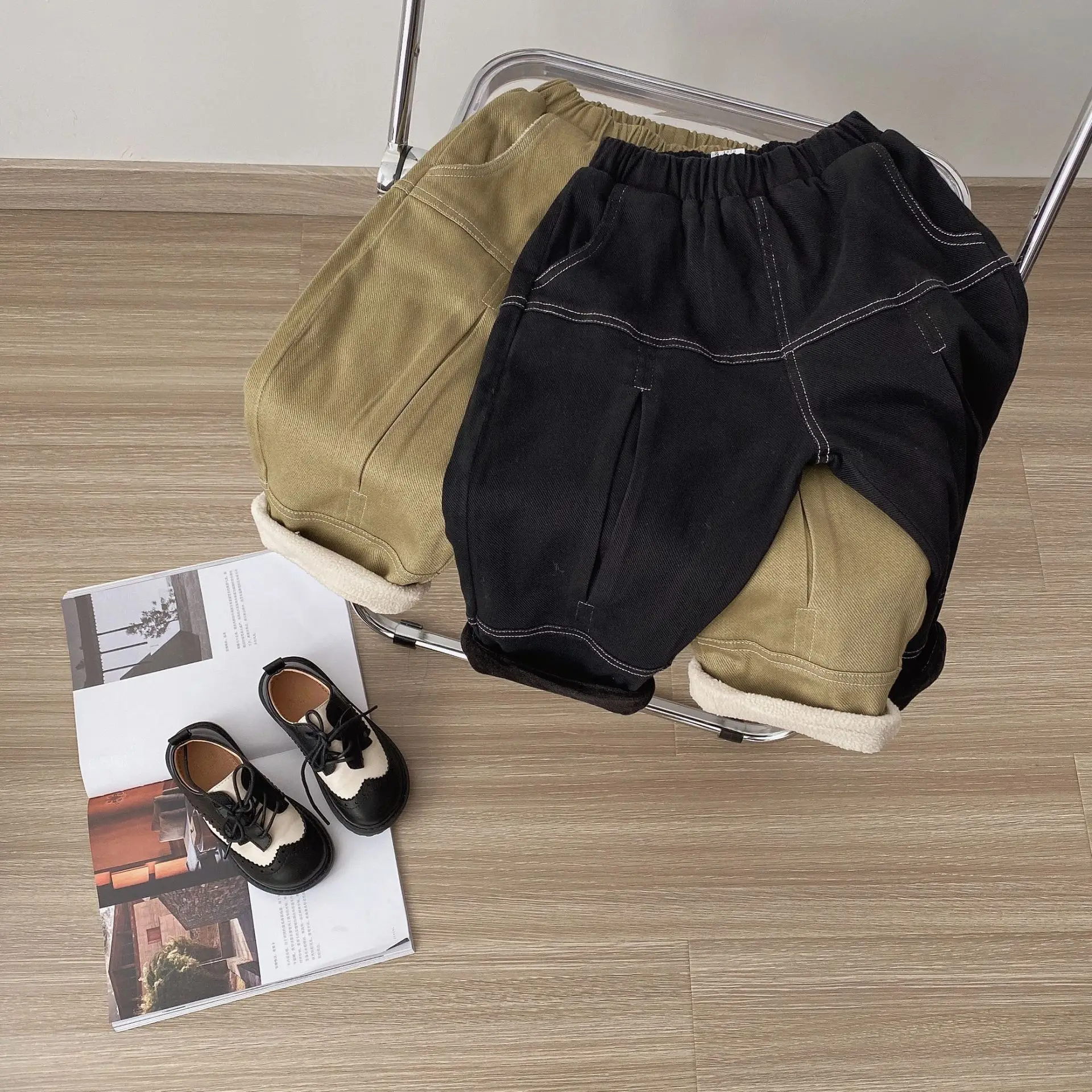 

Детские брюки, новинка зимы 2021, простые утепленные вельветовые повседневные штаны для мальчиков и девочек