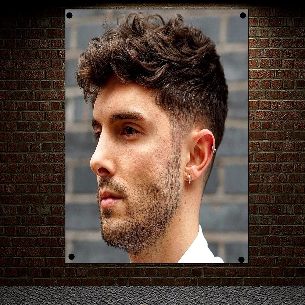 

New Popular Men's Hairstyle Barber Shop Signboard Vintage Decor Hairdresser Poster Flag Banner Canvas Painting Hanging Cloth A1