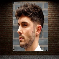 new popular mens hairstyle barber shop signboard vintage decor hairdresser poster flag banner canvas painting hanging cloth a1