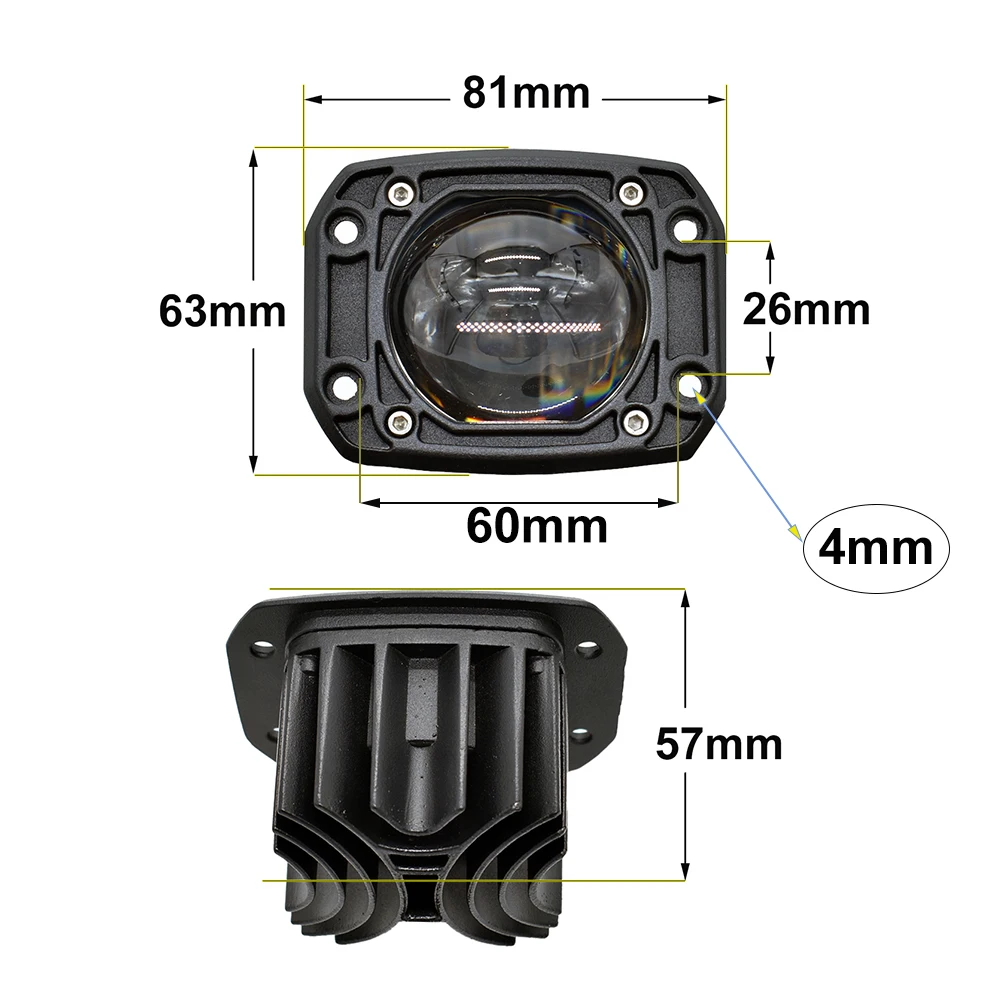 3-дюймовый квадратный светодиодный рабочий светильник с утапливаемым креплением