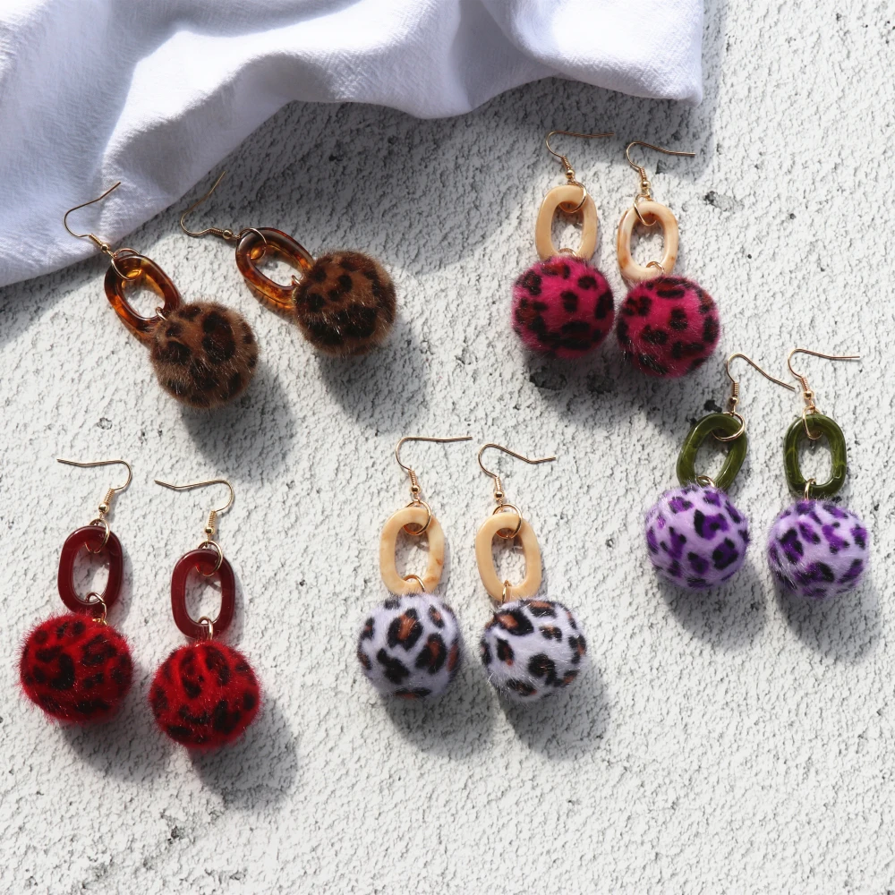 Женские Простые осенне зимние новые круглые леопардовые серьги из